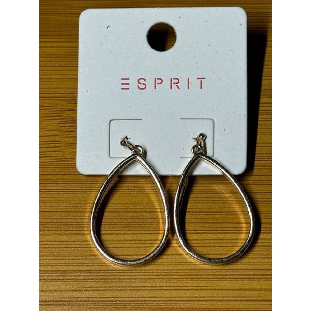 ESPRIT Gold Tone Teardrop Filigree Hoop Earrings Boho Statement Style New Pair